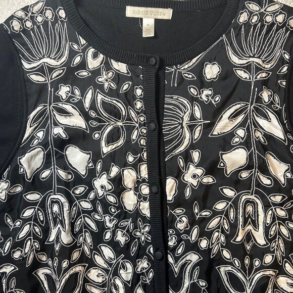 Sigrid Olsen black silk embroidered cardigan - Picture 5 of 8